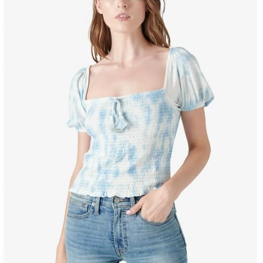 NWT Lucky Brand Tie dye Smocked Square Neck